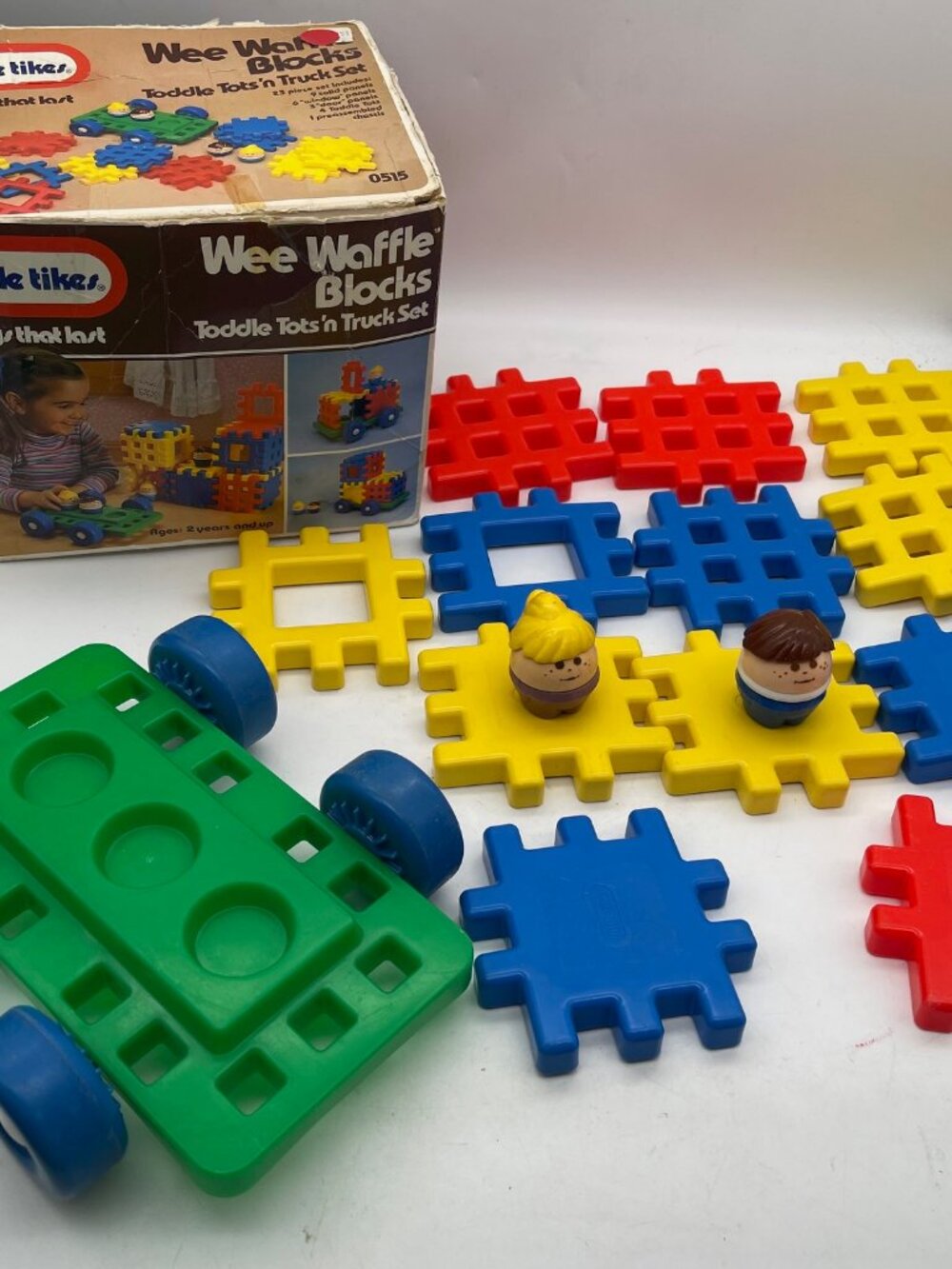 VTG Little Tikes Wee Waffle Blocks Tots 'N Trucks Set Not Complete